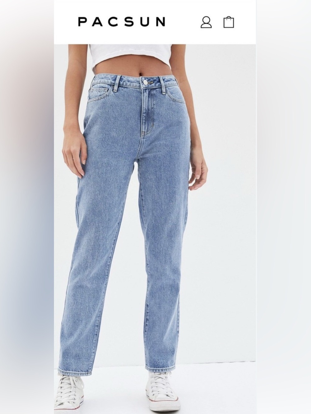 PACSUN High Rise Mom Jeans Light Wash Denim Size 27